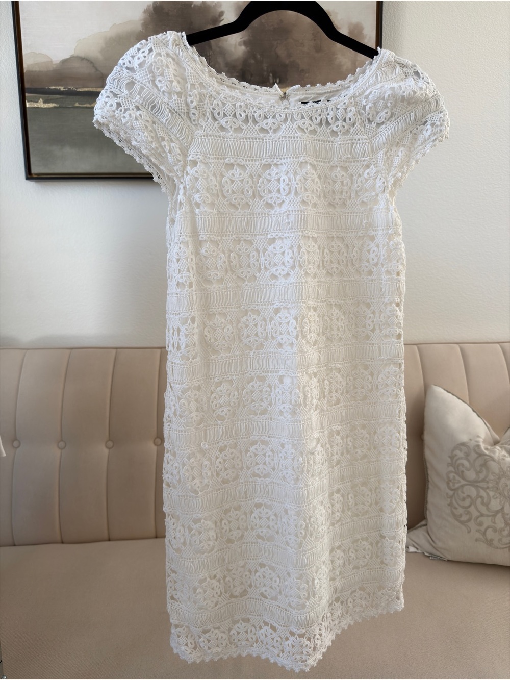 French Connection White Lace Midi Shift Dress